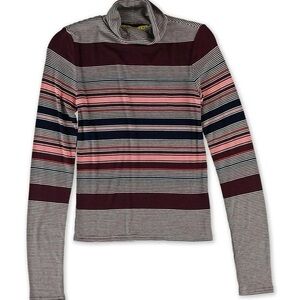 Aeropostale Burgundy and Pink Striped Turtleneck Sweater Size Juniors XL